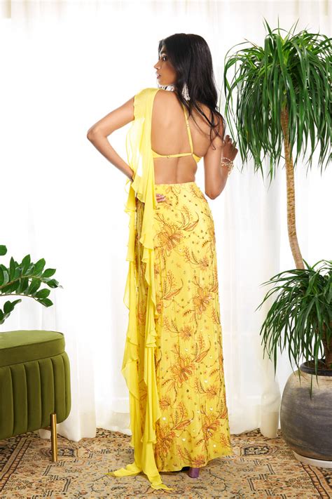JADA BLOUSE WITH RUFFLE DRAPE & SKIRT – Rhea Pillai Rastogi