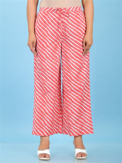 Buy Pink Leheriya Full Length Soft Cotton Palazzo TP1876B | Aramya