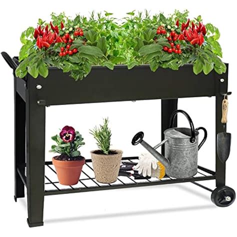 Fleecy day Elevated Metal Planter Box on Wheels for India | Ubuy