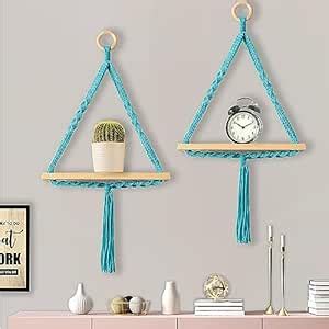 Homesake® Macrame Wall Hanging Shelf Woven Home Decor Wood Floating ...