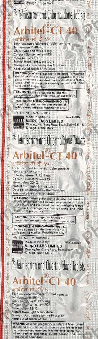 Arbitel Ct 40mg Tablet: Uses, Side Effects, Price & Dosage | PharmEasy