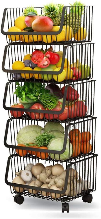 Rolling Stackable Baskets Storage Bins, 5-Tier | Ubuy India
