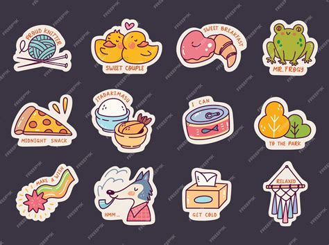 Set of cute sticker doodle | Premium Vector