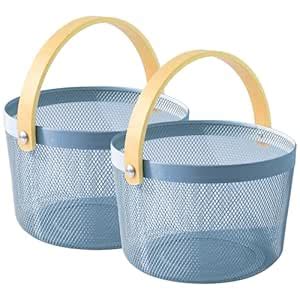 UMAI Metal Mesh Basket for Storage with wooden handle | 400gm | Fruit ...