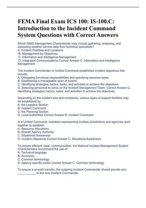 Image result for ICS 100 Answer Sheet
