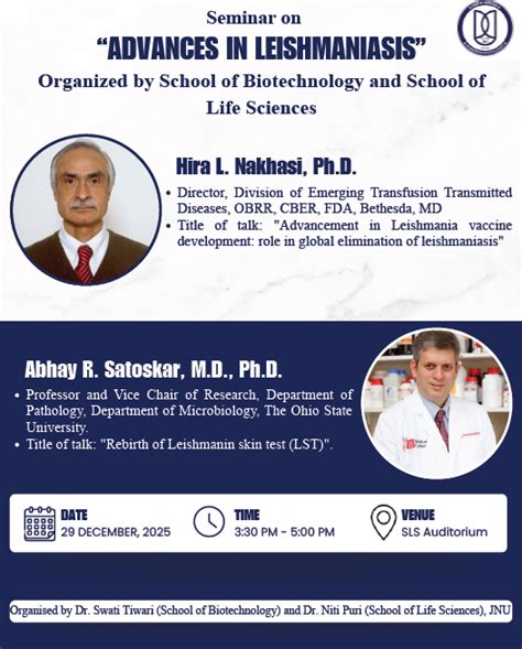 SBT & SLS organises a seminar on "Advances in Leishmaniasis" by Hira L ...
