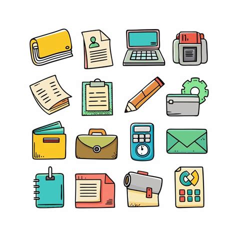 Realistic office and work icons set | Premium AI-generated vector