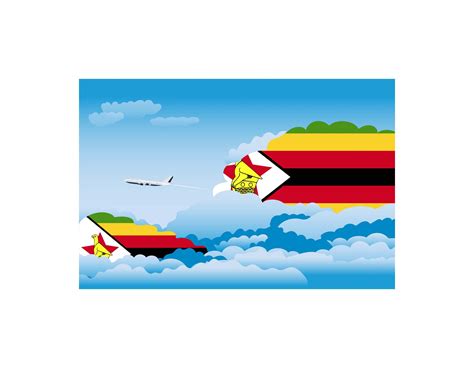 Zimbabwe Flag Day Clouds Aeroplane Airport Flying Vector Illustration ...