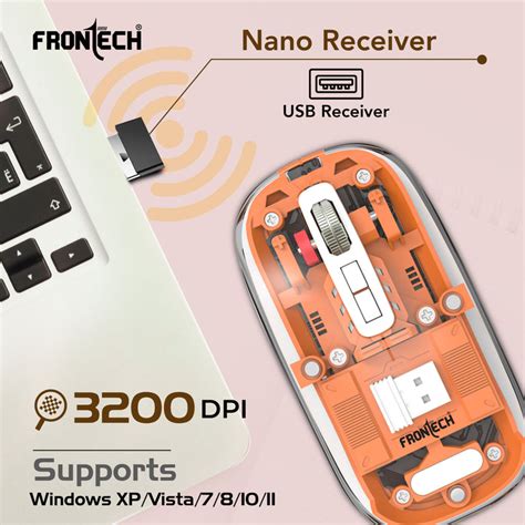 Frontech Wireless Transparent Bluetooth Mouse|2.4Ghz|3200 DPI| 300mAh ...