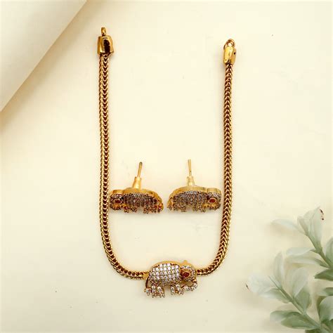 Antique AD Elephant Kids Friendly Necklace Set