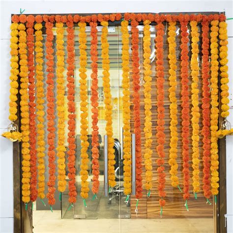 Buy ARCHIES Artificial Flower Marigold Garland (Orange, Pack of - 5 ...