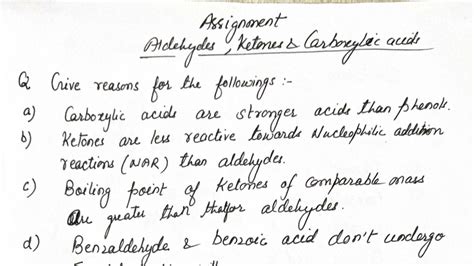 Aldehydes, Ketones & Carboxylic Acids Assignment (Chem 101) - Studocu