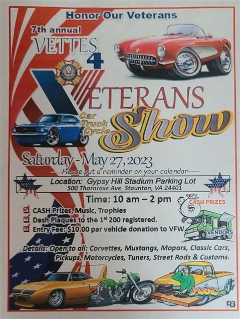 Vettes 4 Veterans Car Show - Open to All Vehicles, Gypsy Hill Park ...