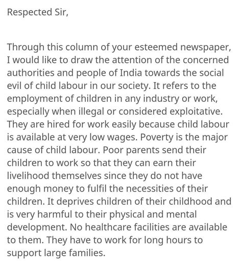 Write a letter to the editor about Children's working in tea stalls ...