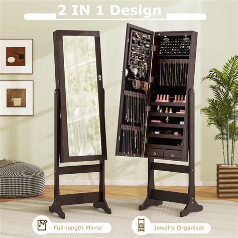 Costway Contemporary MDF Jewelry Cabinet with LED India | Ubuy