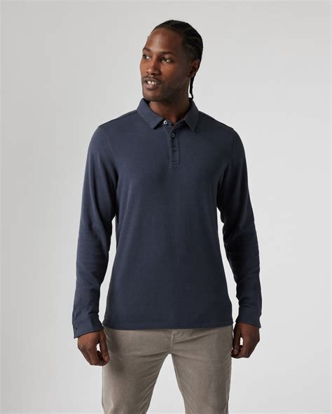 Long Sleeve Westport Polo | Men's Navy Polo | Vuori