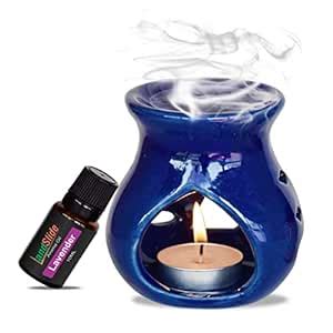 LandSlide Ceramic Aroma Burner Oil Diffuser, 3.5 Inch, 1 Piece (Blue ...