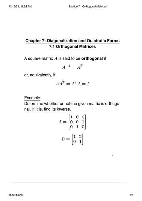 Image result for Orthogonal Matrix Example 3X3