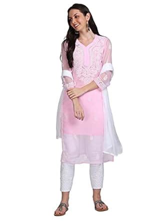 Buy Khaka Women's Chiffon Straight Kurti with Matching Inner (Small ...