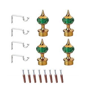 Single Diamond Gold Mix Green Curtain Bracket with Support – Gloxy