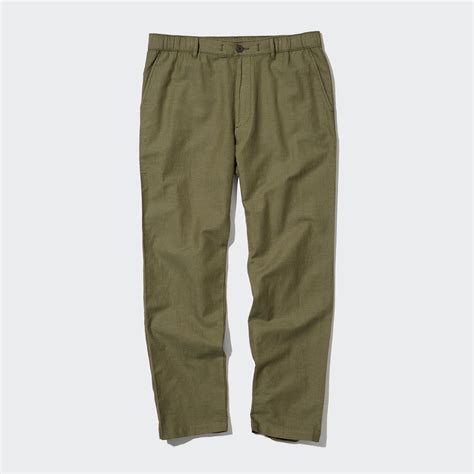 Uniqlo Bottoms Big Sale - Uniqlo Linen Blend Relaxed Fit Trousers Men Olive