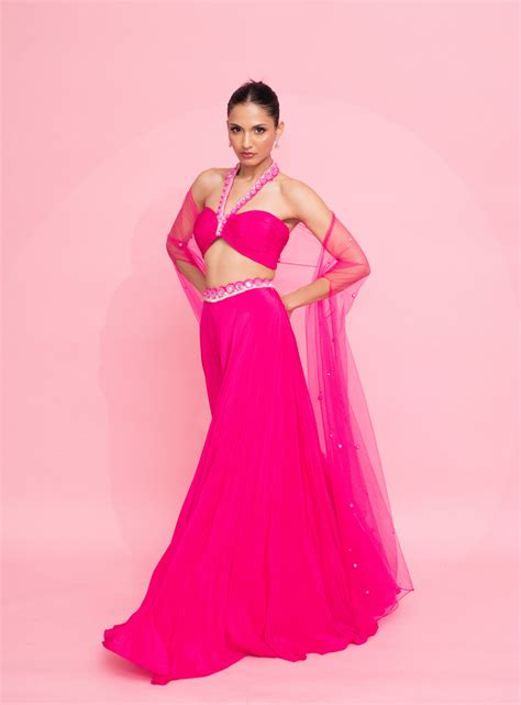 Mirror Magic: Pink Ruched Halter Neck Blouse – Anshika Tak Official