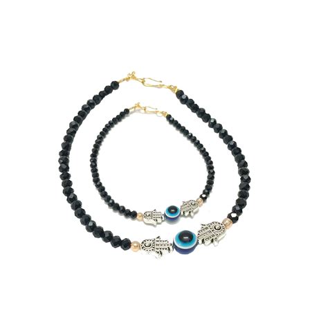 Evil Eye with Silver Hamsa Hands Anklets – MoRa Dream