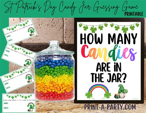 St. Patrick's Day Jellybeans Candy Jar Guessing Game Printable – Sign ...