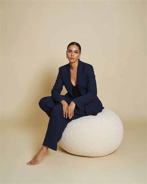 Navy Blue Suit with Deep V-Neck Top | Sumissura