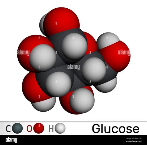 Glucose, dextrose, D-glucose molecule. Molecular model. 3D rendering ...