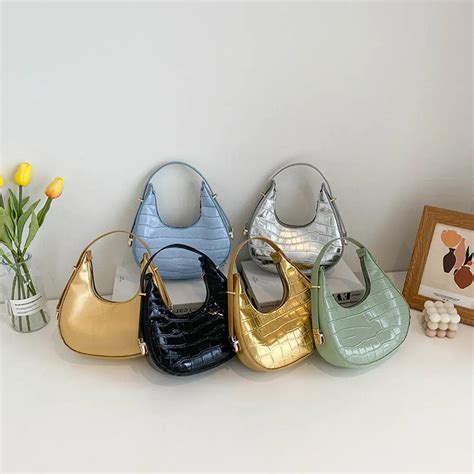 Shoulder Bags - Crescent Glossy Shoulder Bags For Women - Handbags ...