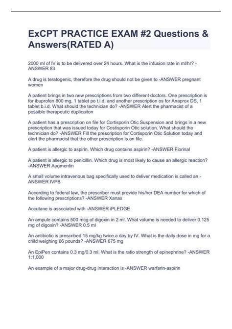 ExCPT PRACTICE EXAM #2 Questions & Answers(RATED A) - ExCPT - Stuvia US