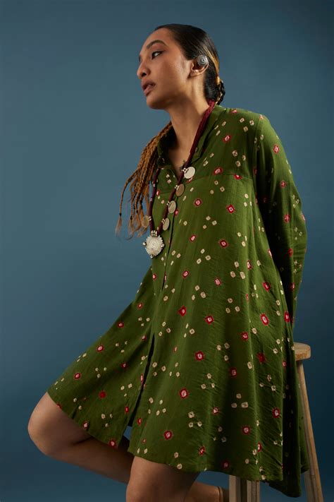Bandhej Red Cotton Tunic Shrug – Tuti