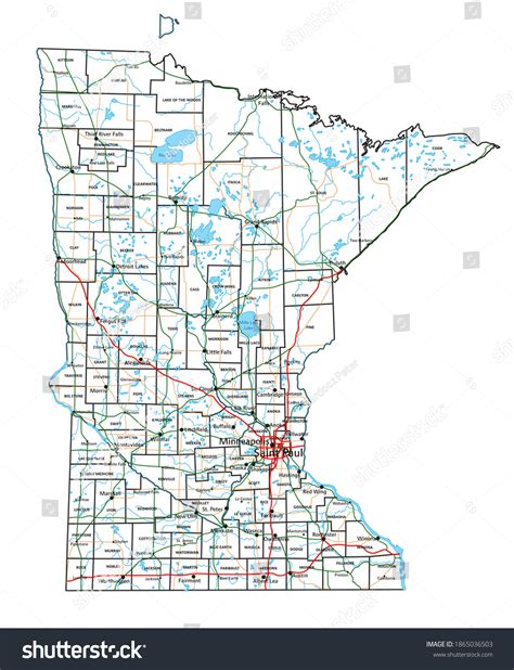 Minnesota Road Highway Map Vector Illustration Stock Vector (Royalty ...