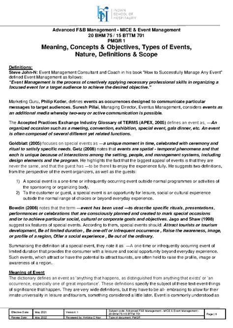 Meaning, Objectives, Types, Nature, Definitions & Scope of Events - 20 ...