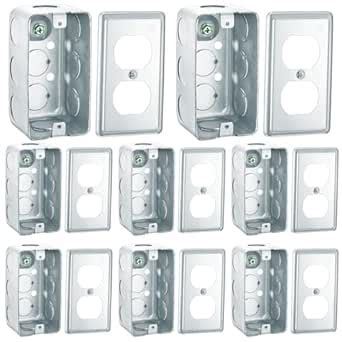 Copkim 16 Pcs 8 Set Electrical Junction Box with Cover Square Plenum ...