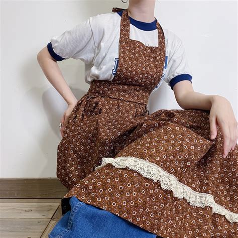 70s brown cotton apron dress | LEMON