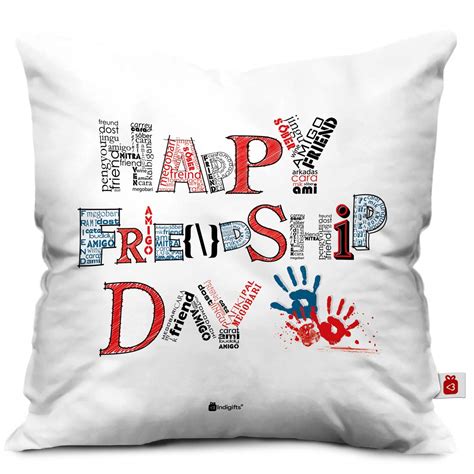 Indigifts Happy Friendship Day Printed Satin Cushion Cover 12X12 Inches ...