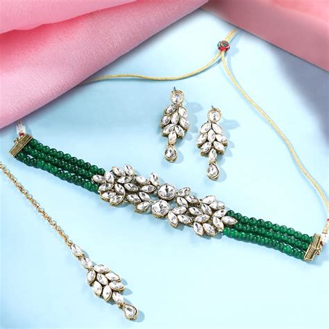 Yellow Chimes Jewellery Set for Women and Girls Kundan Necklace Set ...