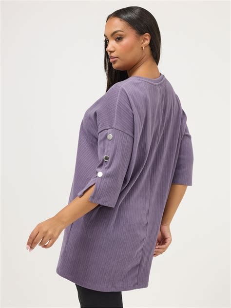 Buy Yours Curve Purple Ribbed Button Detail Top from Next India