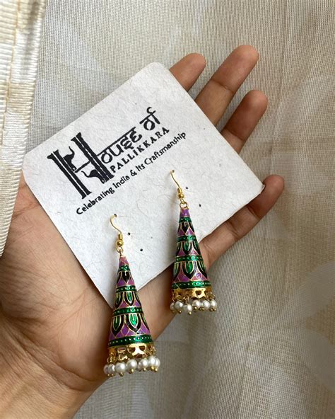 Indirae | Conical Jhumkas | The Meenakari Edit – houseofpallikkara