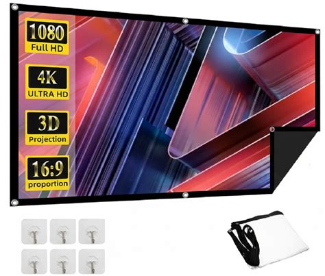 XTECTORVIEW 100 Inches Diagonal Foldable Projector Screen 16:9 Aspect ...