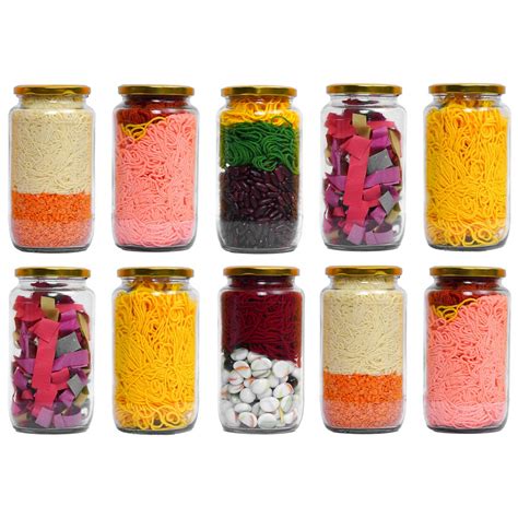 Buy STAR WORK 1000 Gram Glass Jar with Air Tight Gold Lid for Kitchen ...
