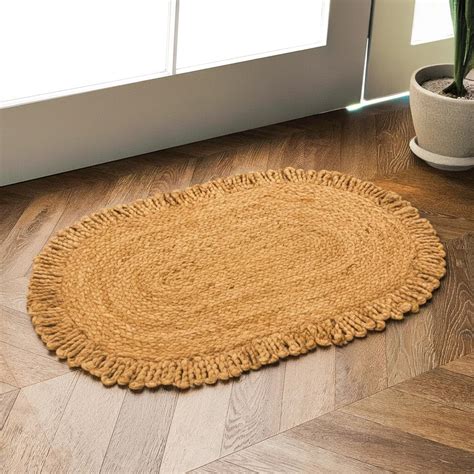 Buy PrettyKrafts Jute Door Mat with Fringes | 60x40 cm | Handwoven Eco ...