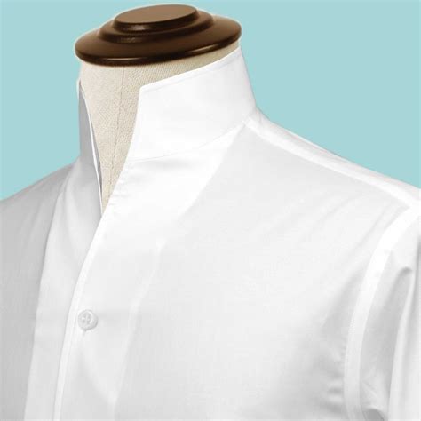 Solid White Men's Shirt High Collar Shirt Buttonless V - Etsy