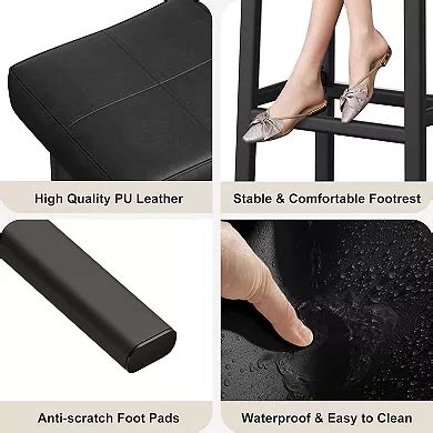 Bar Stools Set of 2, 24 Inch PU Leather Counter Height Stools for ...