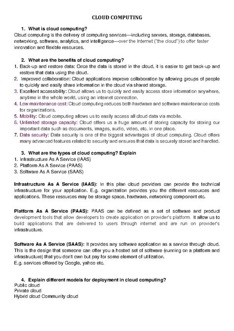 IT Skills questions & ans for 2nd written test - CLOUD COMPUTING What ...