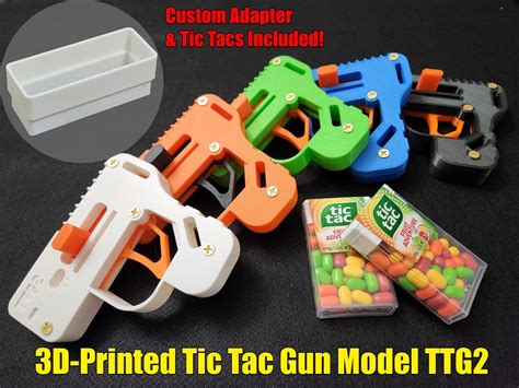 3D-Printed Tic Tac Gun Toy Model TTG2 Customizable Colors w/ Tic Tacs ...