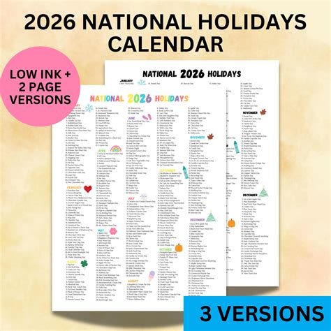 National Day Calendar 2026 | Calendar 2025