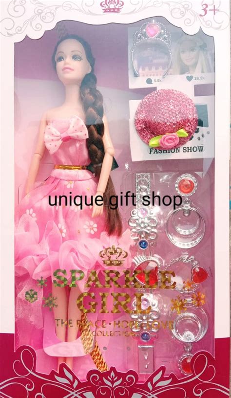 Unique Gift Shop Sparkle Doll Set for Kids, Girls with Foldable Hands ...